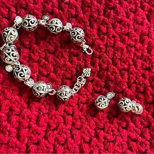 Brighton Collectibles  bracelet scroll ball and crystal design set with earrings